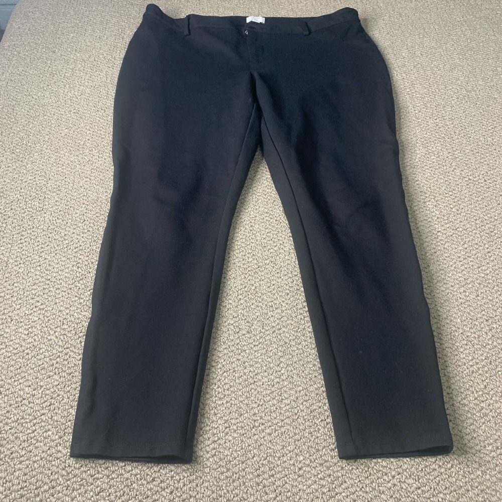 Crown & Ivy Womens Pants Size 16 Black Skinny Leg Mid Rise Cropped Trousers